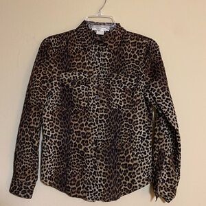 Michael Kors Leopard Button Down Blouse